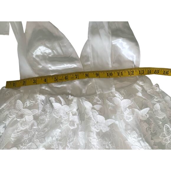 The Post‎ Women’s 3D Butterfly Babydoll Mini Dress V-neck Backless White Small - Picture 8 of 10